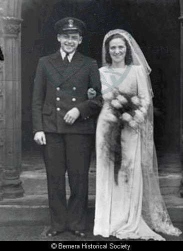 Christina Maciver of 3 Breaclete and William Mervyn Randall Davies of Wolverhampton, on their wedding day