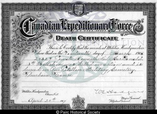 Kenneth Neil Macdonald Death Certificate