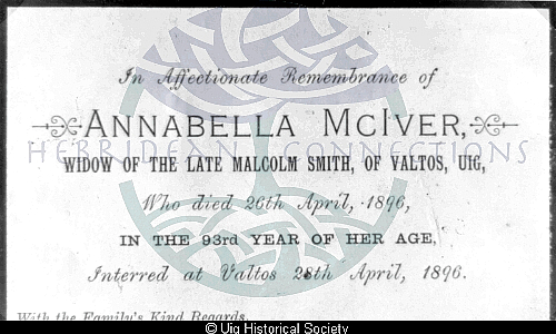 Remembrance Card for Annabella Maciver